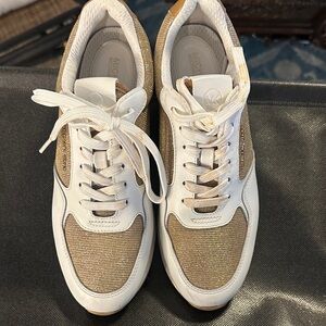 Michael Kors Women's White and Gold Sneakers